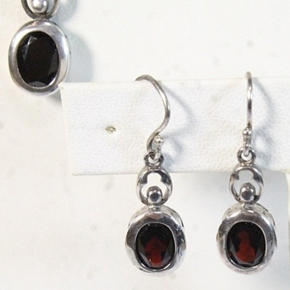 Garnet Necklace and Earring Set 925 Silver